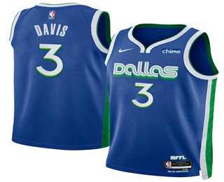 Mens Dallas Mavericks #3 Anthony Davis Blue 2025 City Edition Stitched Jersey Dzhi